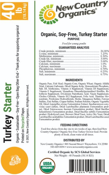 Show full view: New Country Organics Turkey Starter Turkey Feed, 40-lb bag slide 4 of 8