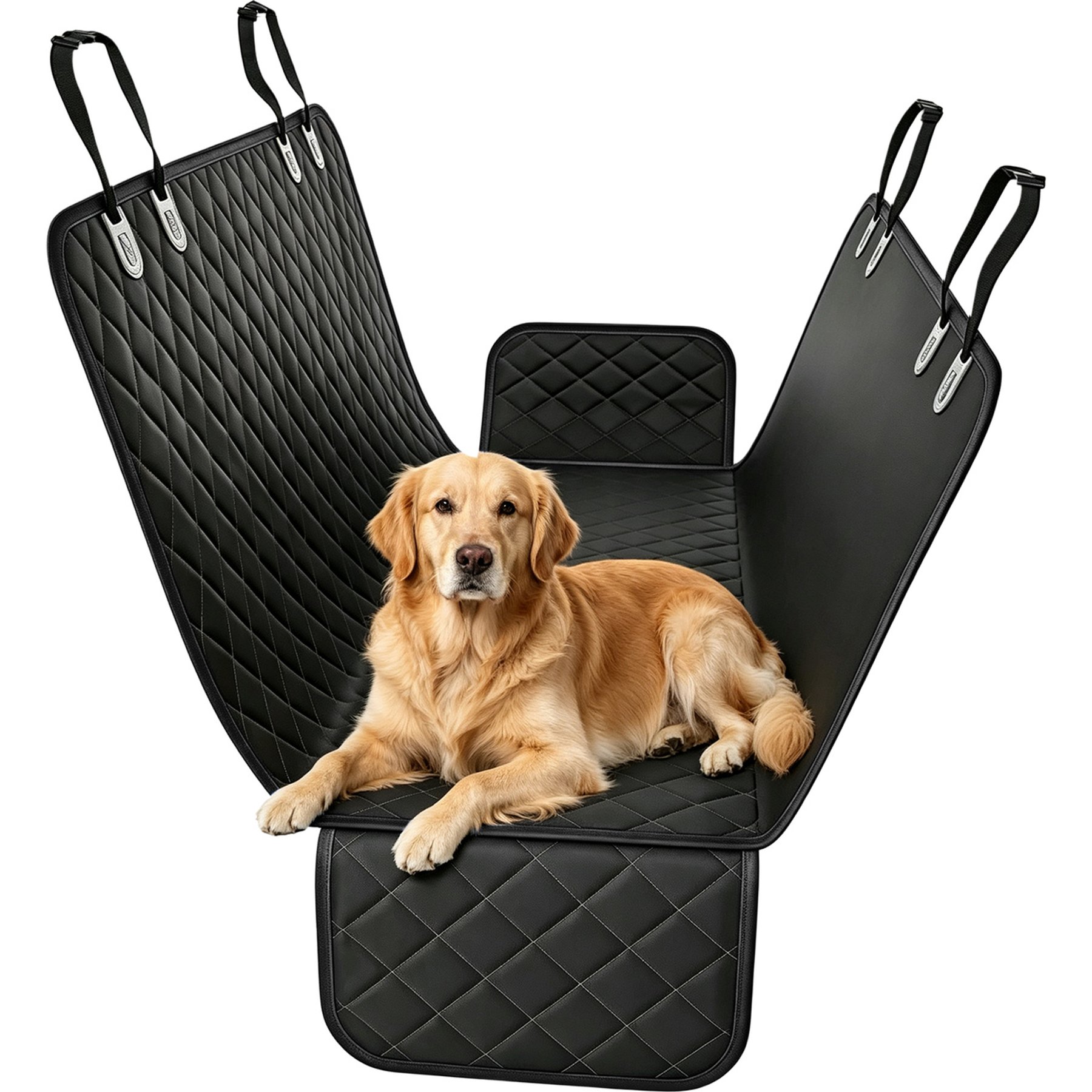 Newget Car Trunk with Bumper Flap Non-Slip Cargo Liner, Wear Resistant Tear Proof Vehicle Rear Protector Pad, Tool-Free Foldable Dog & Cat Mat, Medium
