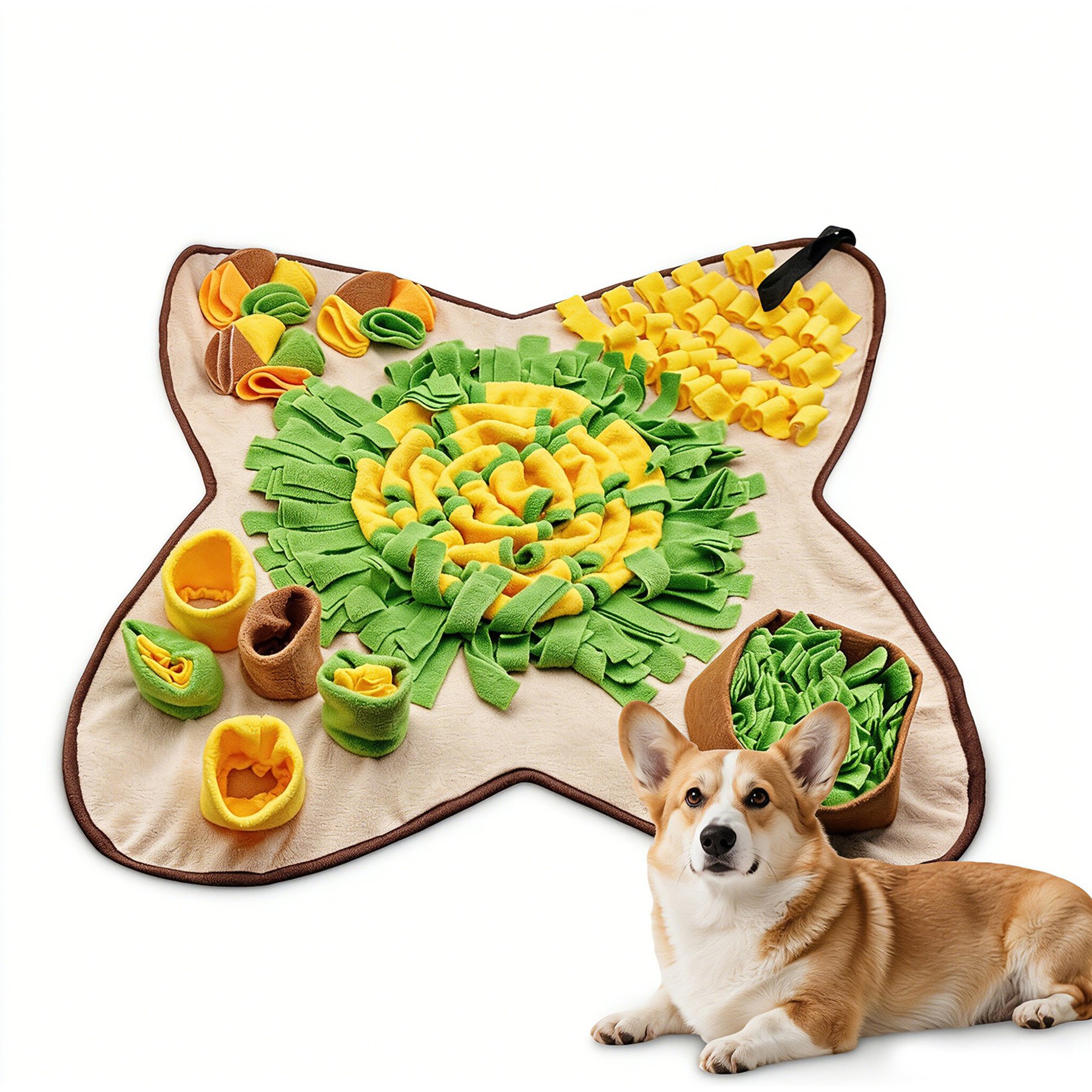 Newget Polar Fleece Foraging Feeding Pad, Interactive Mental Stimulation Bonding Sniffing Mat Treat-Dispensers Dog Toy