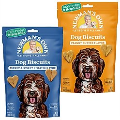 Newman's Own Peanut Butter Flavor Medium Size + Turkey & Sweet Potato Flavor Breakable Dog Treats