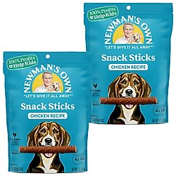 Newman's Own Snack Sticks Chicken Recipe Grain-Free Dog Treats, 5-oz bag, bundle of 2