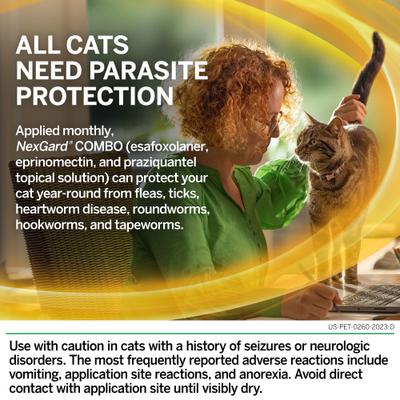 Show full view: NexGard COMBO Topical for Cats, 1.8-5.5lbs (Purple Box), 1 Dose (1-mo. supply) slide 9 of 13