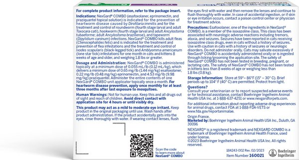 Show full view: NexGard COMBO Topical for Cats, 1.8-5.5lbs (Purple Box), 6 Doses (6-mos. supply) slide 2 of 11