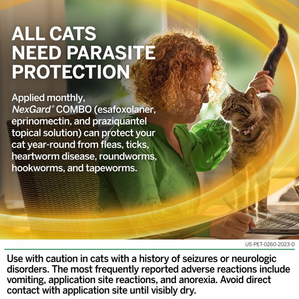 Show full view: NexGard COMBO Topical for Cats, 5.6-16.5 lbs. (Yellow Box), 6 Doses (6-mos. supply) slide 9 of 11