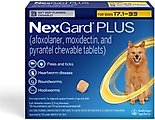 NexGard PLUS Chewables for Dogs, 17.1-33 lbs. (Gold Box) 3 Chewable Tablets (3-mos. supply)