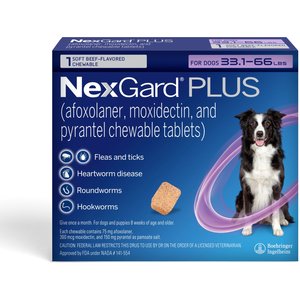 NexGard PLUS Chew for Dogs, 17.1-33 lbs. (Gold Box)