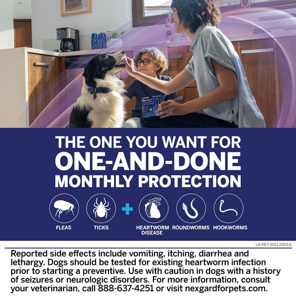 Show full view: NexGard PLUS Chewables for Dogs, 33.1-66 lbs. (Purple Box) 6 Chewable Tablets (6-mos. supply) slide 3 of 11
