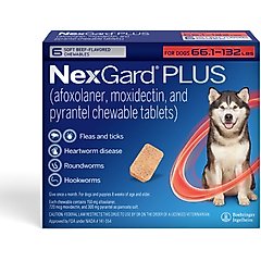 NexGard PLUS Chewables for Dogs, 66.1-132 lbs. (Red Box) 6 Chewable Tablets (6-mos. supply)