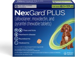 NexGard PLUS Chewables for Dogs, 8.1-17 lbs. (Green Box) 6 Chewable Tablets (6-mos. supply)