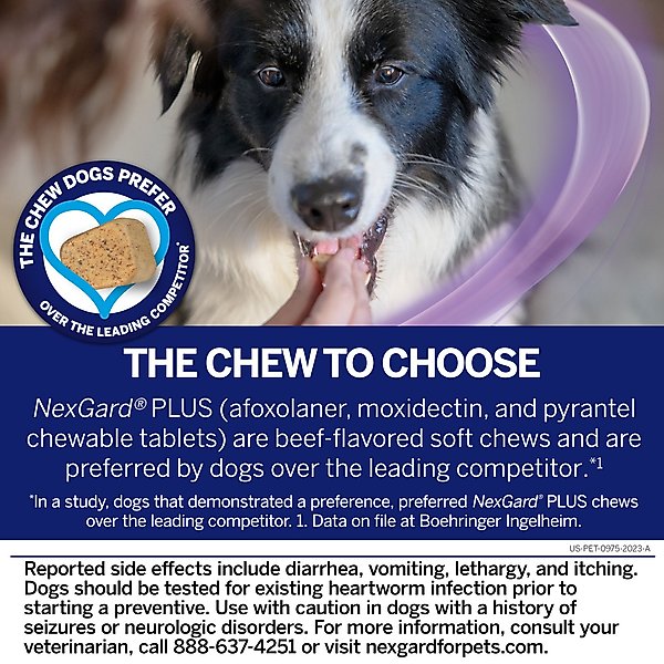 NexGard PLUS Chew for Dogs, 8.1-17 lbs. (Green Box)
