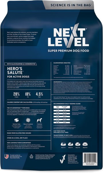 Next Level Super Premium Pet Food Hero's Salute Active Adult Gluten-Free Sea Food & Fish Dry Dog Food, 40-lb bag