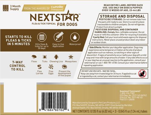 Show full view: NextStar Flea & Tick Spot Treatment for Medium Dogs, 23-44 lbs, 3 Doses (3-mos. supply) slide 8 of 9