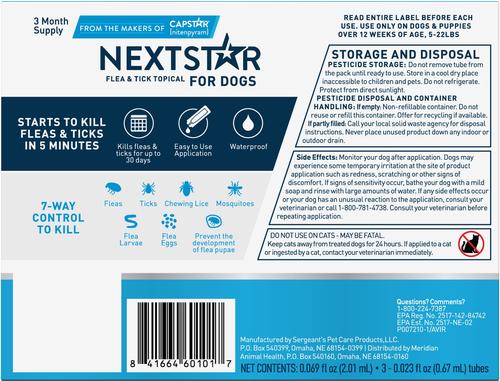 Show full view: NextStar Flea & Tick Spot Treatment for Small Dogs, 5-22 lbs, 3 Doses (3-mos. supply) slide 8 of 9