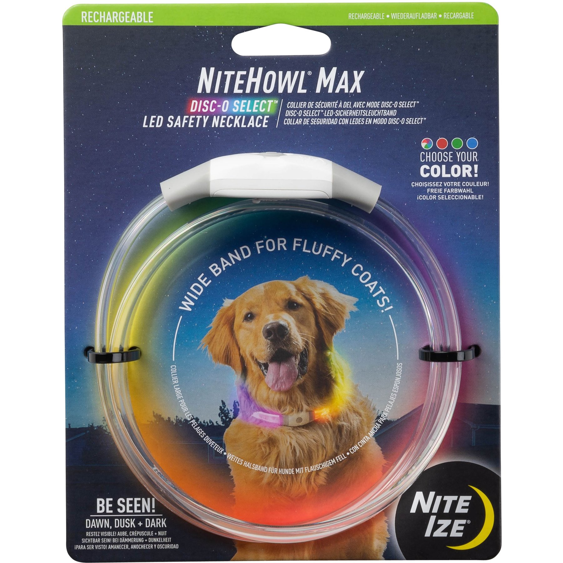 Nite Ize NiteHowl Max Rechargeable LED Dog Safety Necklace, 12 to 27-in neck