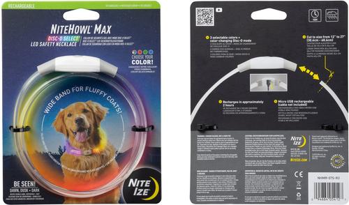 Show full view: Nite Ize NiteHowl Max Rechargeable LED Dog Safety Necklace, 12 to 27-in neck slide 3 of 11