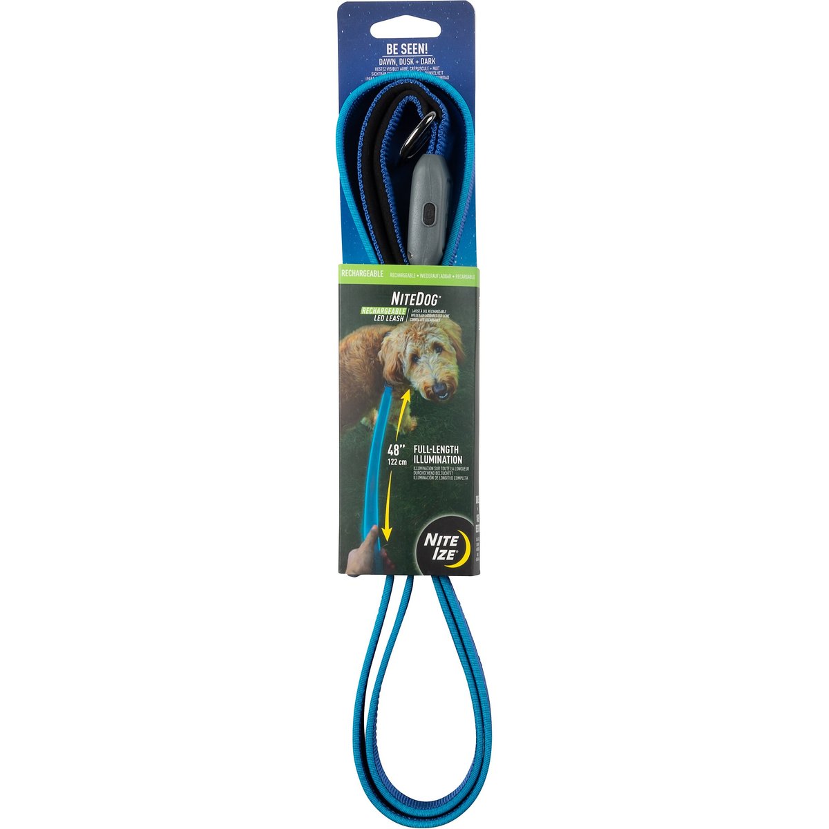 Nite Ize Rechargeable LED Dog Leash, Blue
