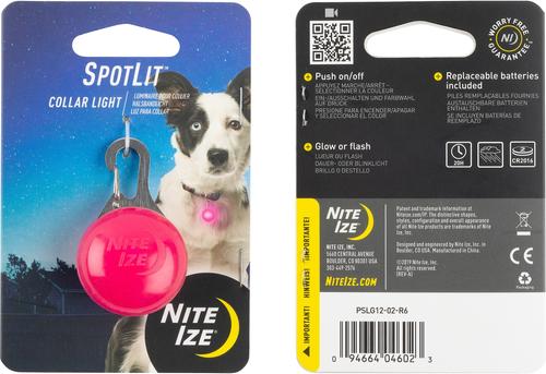 Show full view: Nite Ize SpotLit Dog & Cat Carabiner Collar Light, Pink slide 4 of 7