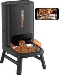 Nityers Anti Clog Automatic Camera, 5G WiFi, 1080P HD Night Vision & Elevated with Dispenser 2-23mm Plastic Dog Feeder, 64-cup, Black