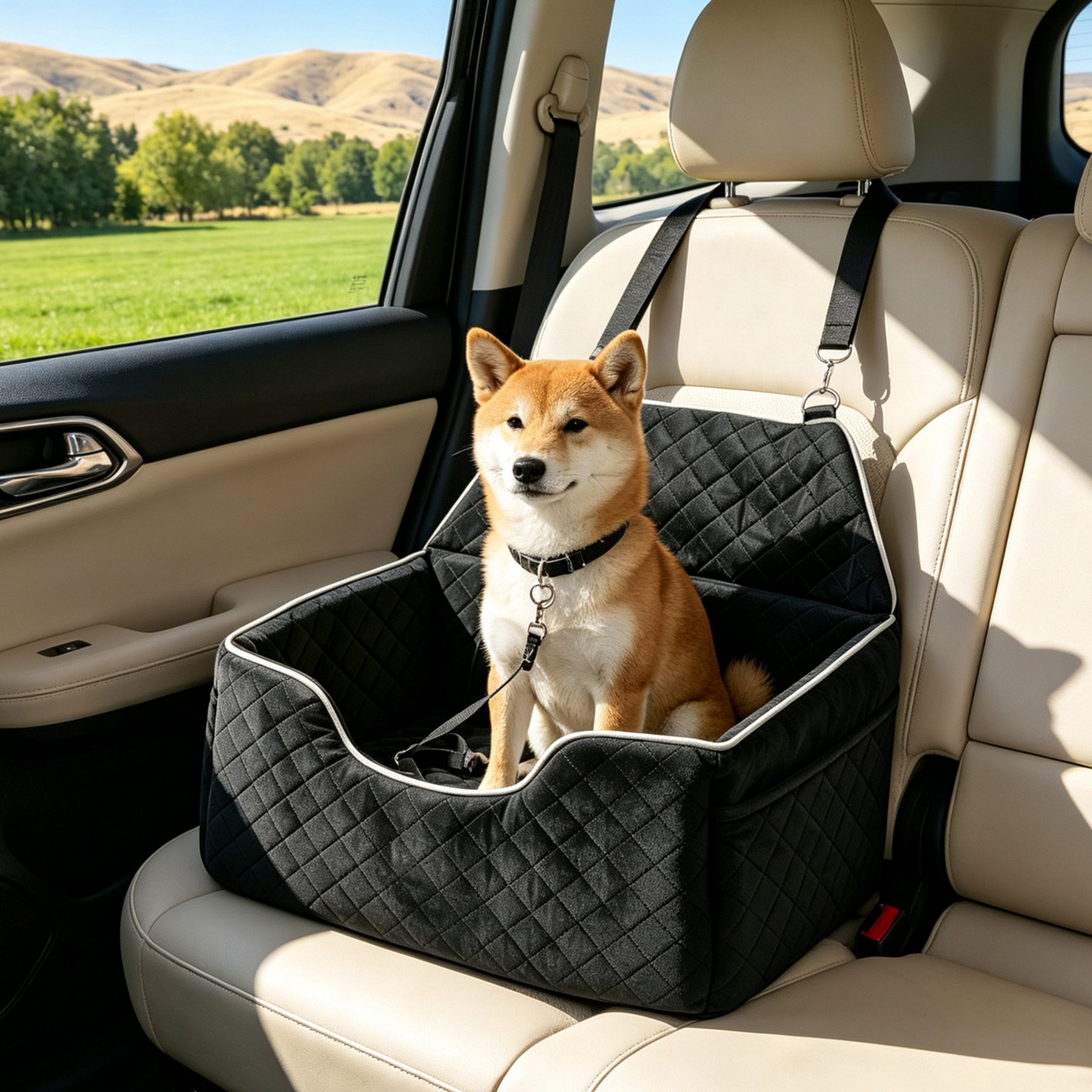 Niubya Elevated Car Seat Front Dog Carrier, Black