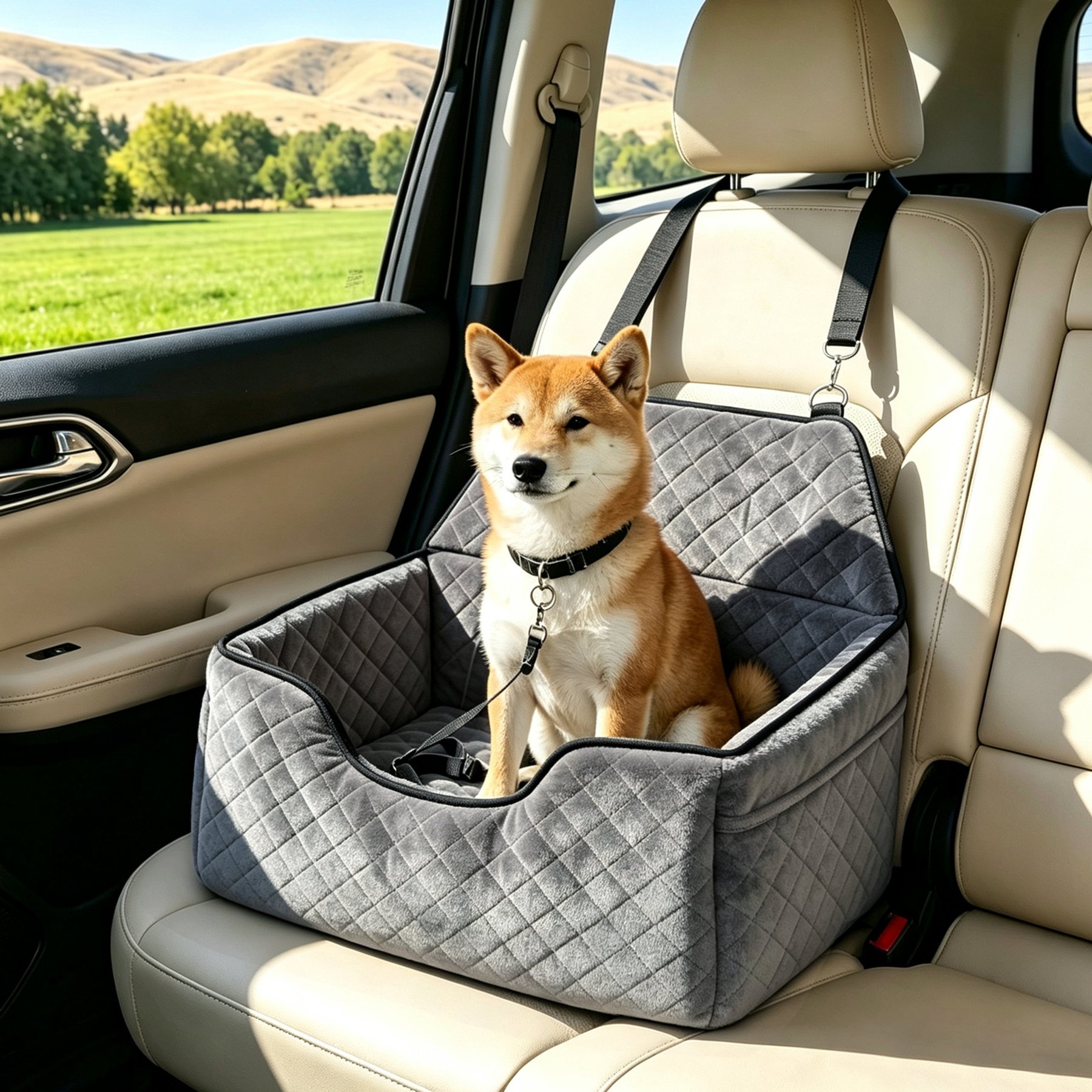 Niubya Elevated Car Seat Front Dog Carrier, Grey