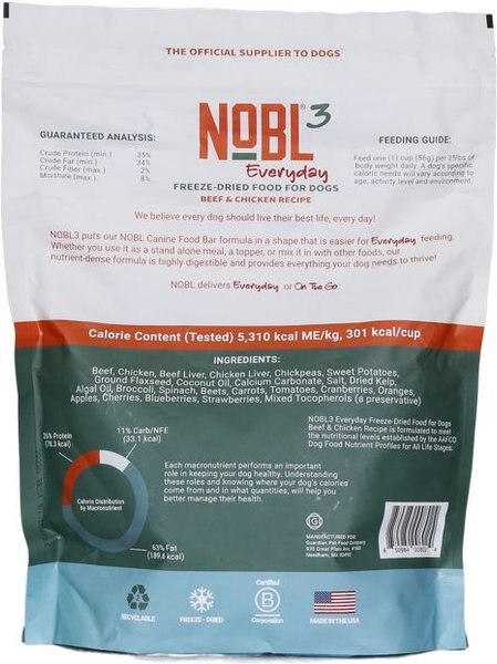 NOBL 3 Canine Everyday Beef & Chicken Dog Food, 16-oz bag