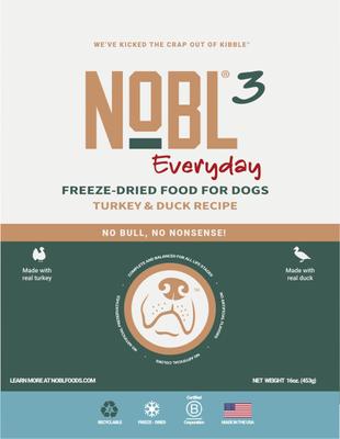 Show full view: NOBL Canine Everyday Grain-Free Turkey & Duck Freeze-Dried Dog Food, 16-oz bag slide 1 of 5