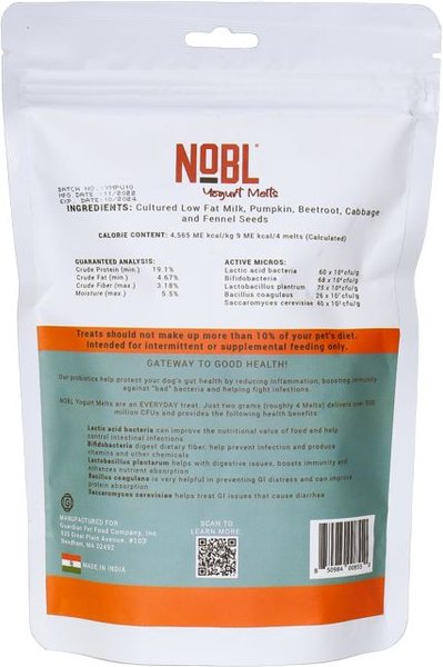 NOBL Yogurt Melts Probiotic with Pumpkin Dog Treat, 50-gram bag