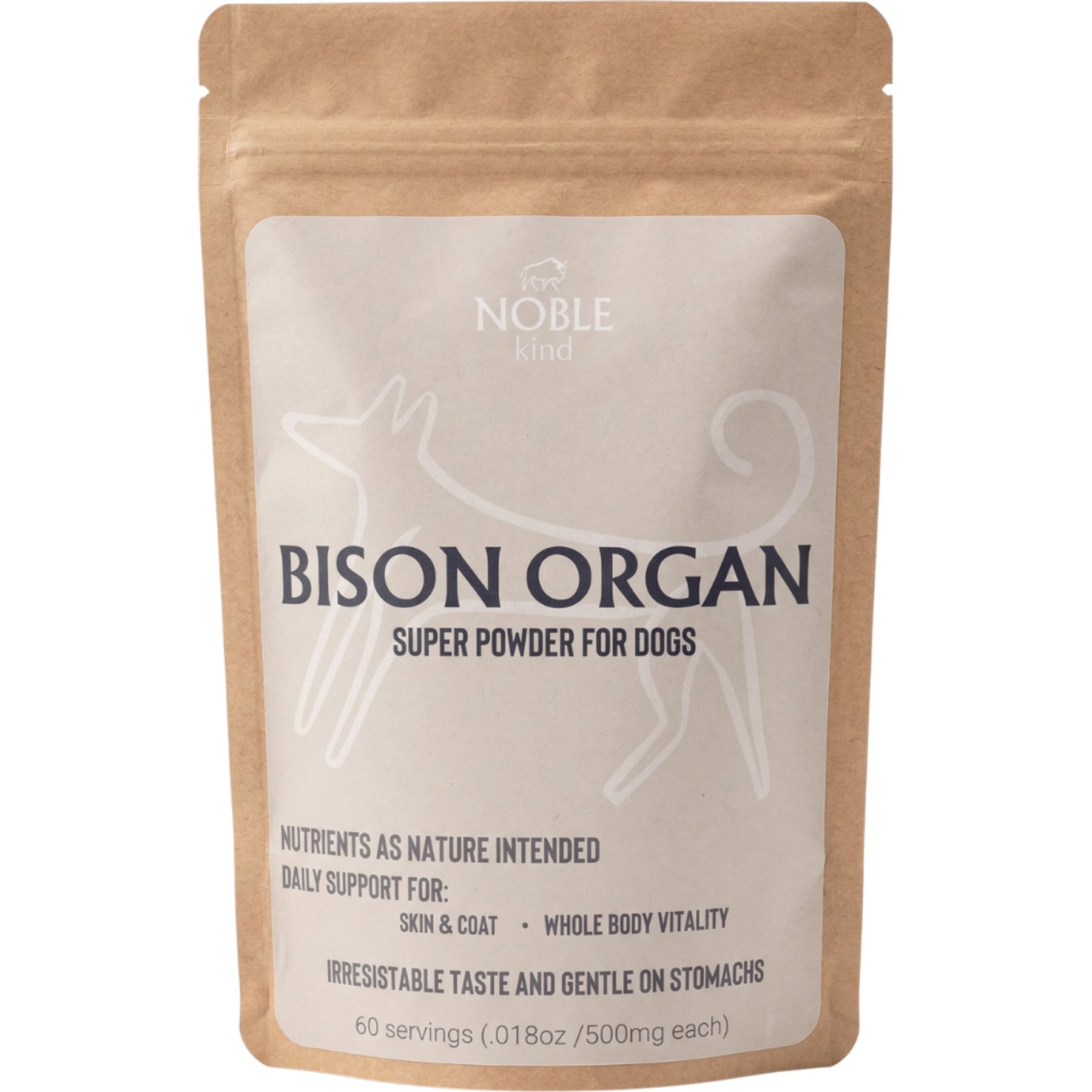 Noble Kind Vitamins & Minerals Bison Organ Flavored Powder Supplement for Dogs, 0.018-oz bag, 60 servings