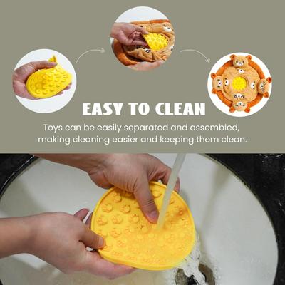 Show full view: Nocciola 6-in-1 Bear Squeaky Plush Puzzle Dog Toy, Orange slide 6 of 7