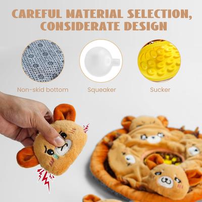 Show full view: Nocciola 6-in-1 Bear Squeaky Plush Puzzle Dog Toy, Orange slide 4 of 7