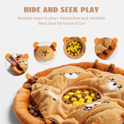 Show full view: Nocciola 6-in-1 Bear Squeaky Plush Puzzle Dog Toy, Orange slide 2 of 7