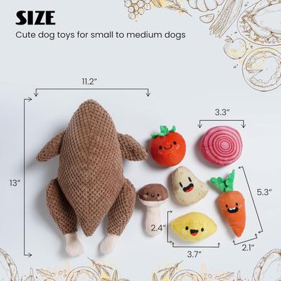Show full view: Nocciola 7-in-1 Turkey Interactive Squeaky Dog Plush Toy Variety Pack, 7 count slide 6 of 8