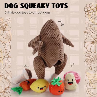 Show full view: Nocciola 7-in-1 Turkey Interactive Squeaky Dog Plush Toy Variety Pack, 7 count slide 2 of 8