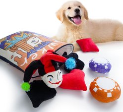 Nocciola 8-in-1 Poker Hands Set Variety Pack with Crinkle Pawker Pouch Plush Squeaky Interactive Dog Toy, 7 count