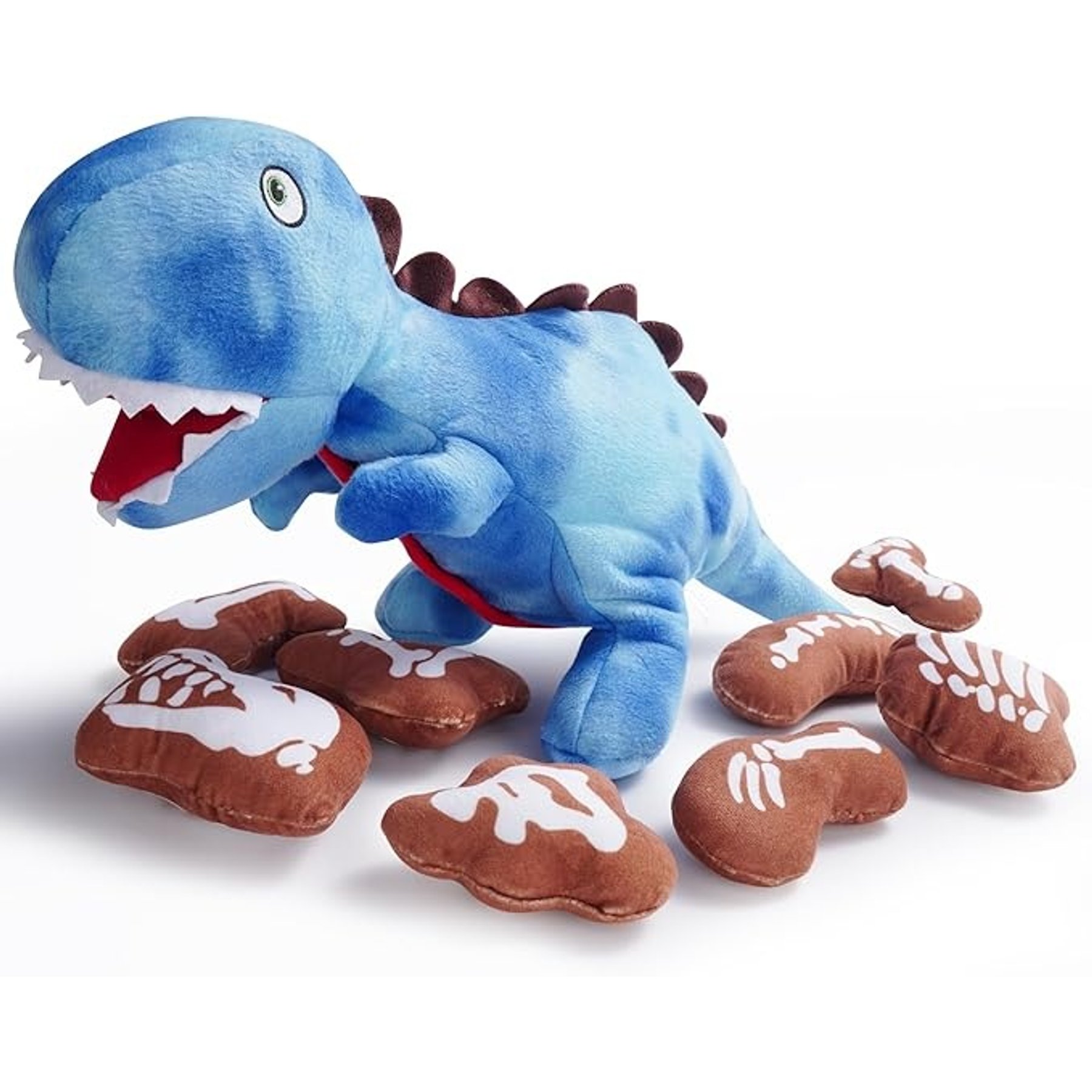 Nocciola 9 in 1 Dinosaur Squeaky Plush Dog Toys, 9 count