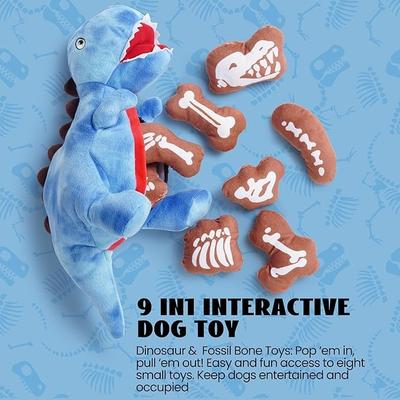 Show full view: Nocciola 9 in 1 Dinosaur Squeaky Plush Dog Toys, 9 count slide 3 of 9