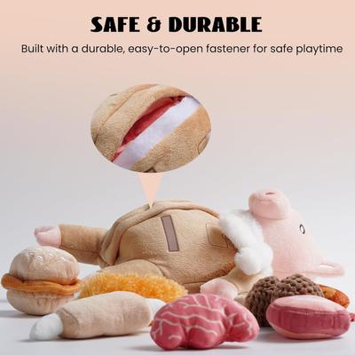 Show full view: Nocciola 9-in-1 Stuffed Puzzle Pork Food Squeaky Dog Toy, 9 count slide 6 of 9
