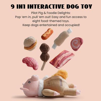 Show full view: Nocciola 9-in-1 Stuffed Puzzle Pork Food Squeaky Dog Toy, 9 count slide 2 of 9