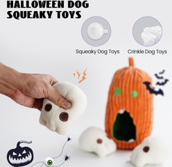 Nocciola Burroween Puzzle Spooky Pumpkin with Squeaky Skulls Dog Toy, 4 count slide 2 of 7