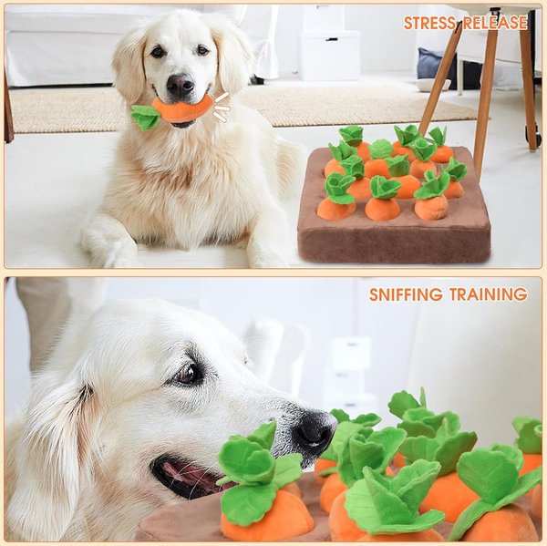 Nocciola Carrot Patch Squeaky Plush Puzzle Dog Toy
