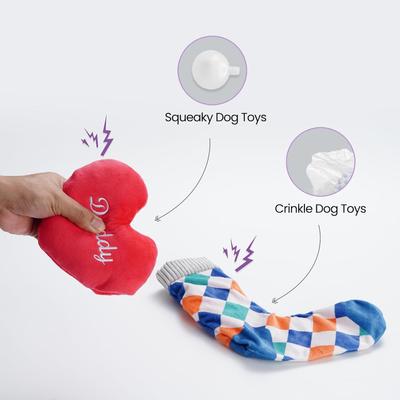 Show full view: Nocciola Father's Day Sqeaky Interactive Variety Pack Plush Dog Toy, 5 count slide 3 of 9