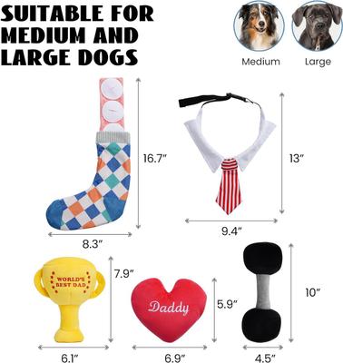 Show full view: Nocciola Father's Day Sqeaky Interactive Variety Pack Plush Dog Toy, 5 count slide 4 of 9