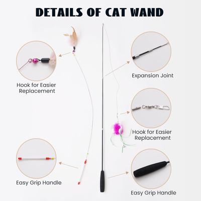 Show full view: Nocciola Fishing Pole Teaser with 7 Interactive Cat Toys slide 2 of 7