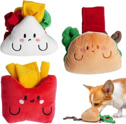 Nocciola Foodie Fun Squeaky Sandwich Taco & Fries Set Variety Pack Plush Dog Toy, 3 count