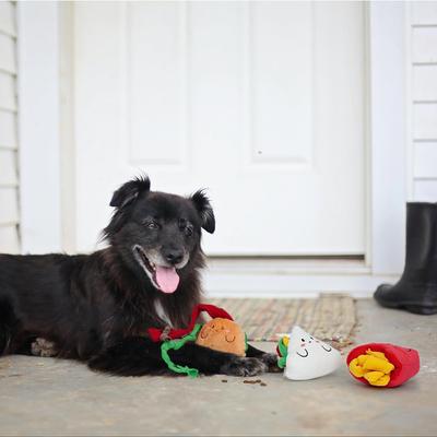 Show full view: Nocciola Foodie Fun Squeaky Sandwich Taco & Fries Set Variety Pack Plush Dog Toy, 3 count slide 4 of 7