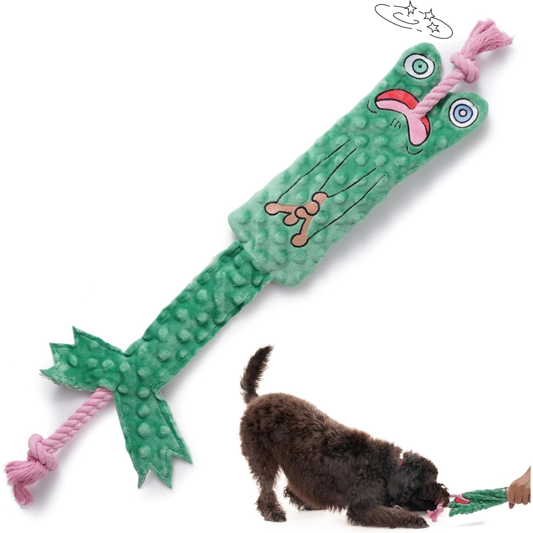 Nocciola Frog Stuffing-Free Squeaky Plush Dog Toy, Green