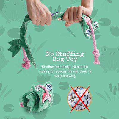 Show full view: Nocciola Frog Stuffing-Free Squeaky Plush Dog Toy, Green slide 4 of 9