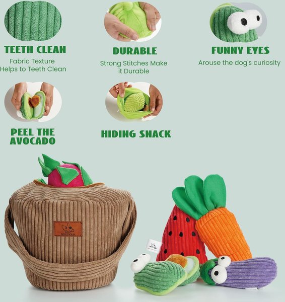 Nocciola Father's Day Sqeaky Interactive Variety Pack Plush Dog Toy, 5 count