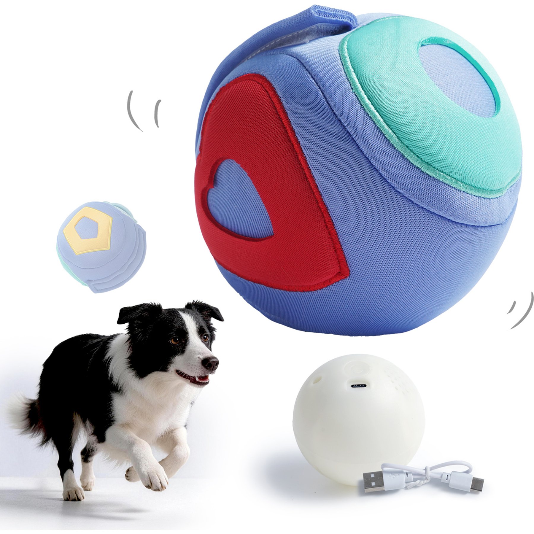 Nocciola Interactive Heart-Shaped USB Rechargeable Treat Hiding & Jumping Plush Dog Toy, Multicolor