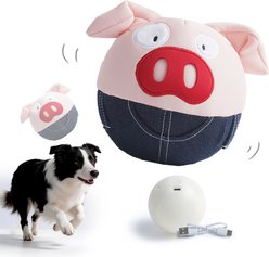 Nocciola Interactive Pig-Shaped USB Rechargeable Treat Hiding & Jumping Plush Dog Toy, Blue